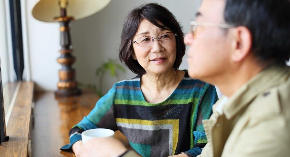 Woman staring at husband