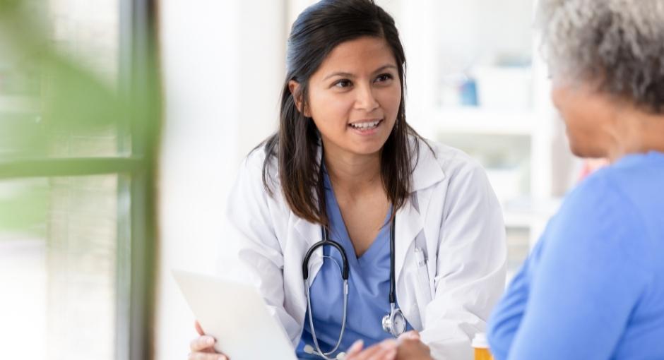 Patient and doctor talking