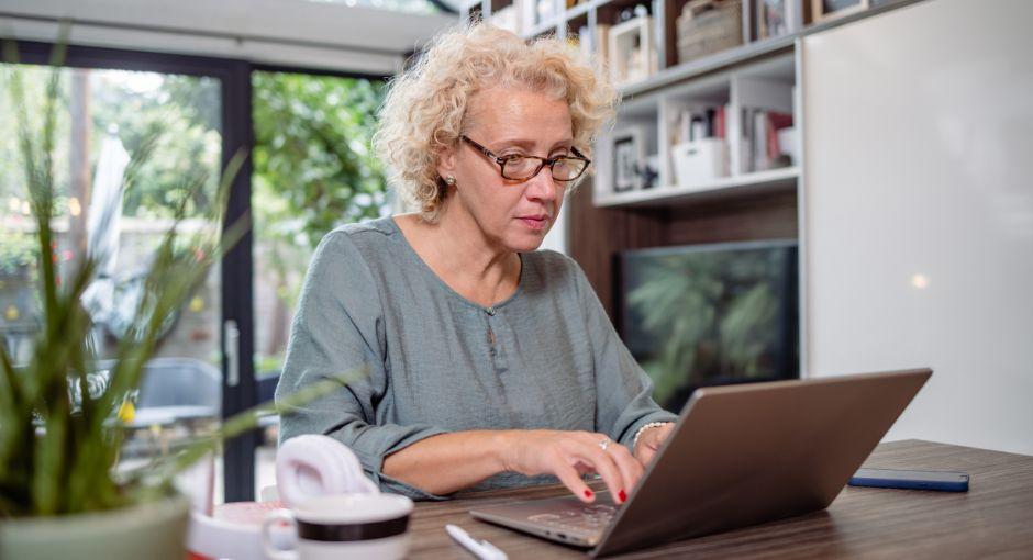 Woman using laptop