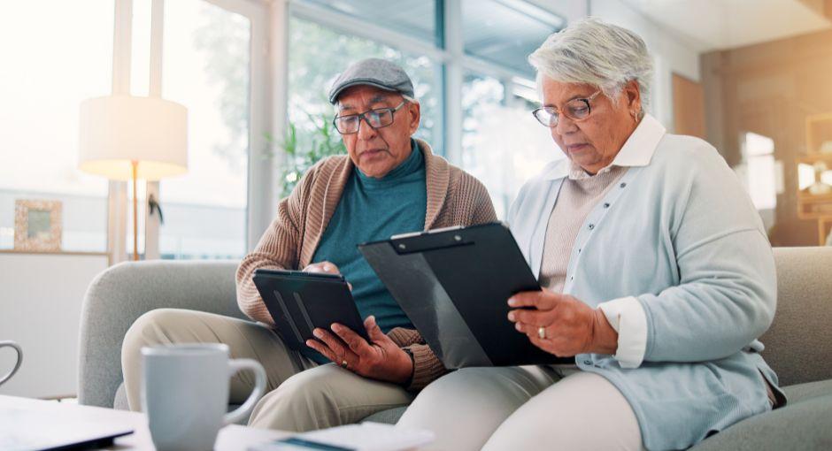 Couple filling out survey together