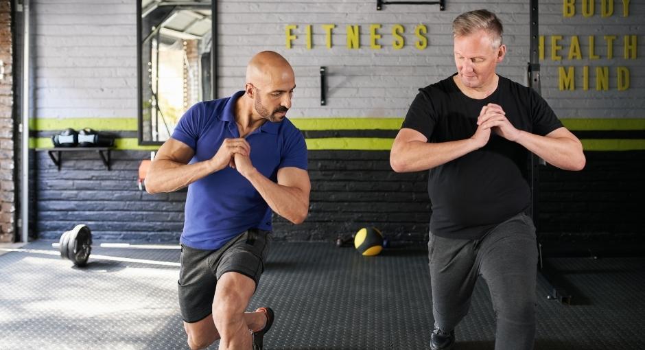 Two men exercising