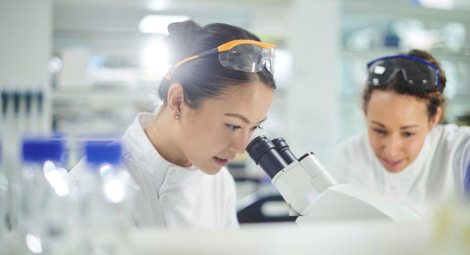 Two women researchers in a lab