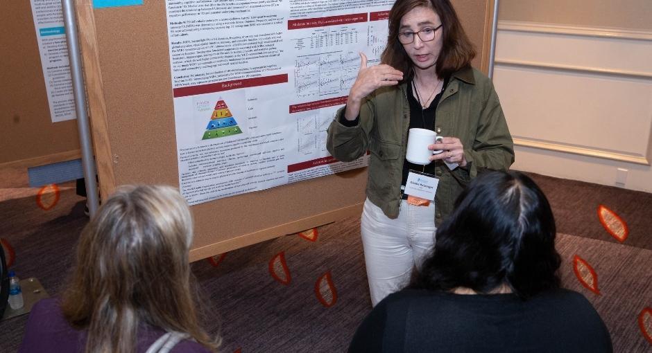 Woman presenting research