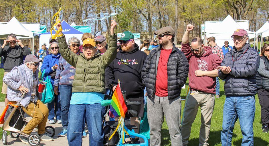 Group celebrating Pride outdoors