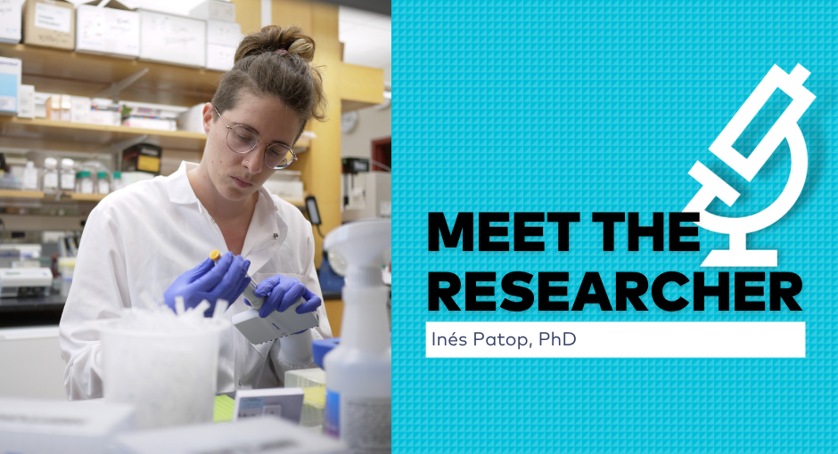 Inés Patop in a lab