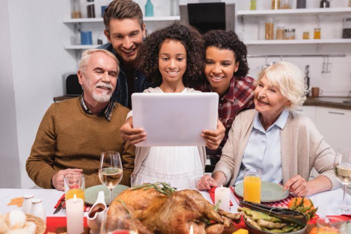 Family enjoying Thanksgiving together