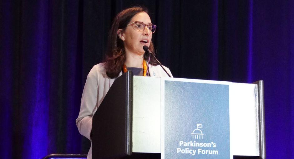 Andi Lipstein Fristedt speaking at Parkinson's Policy Forum