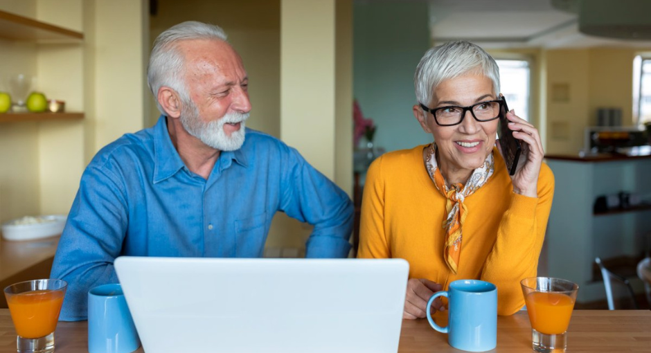 Couple using a computer