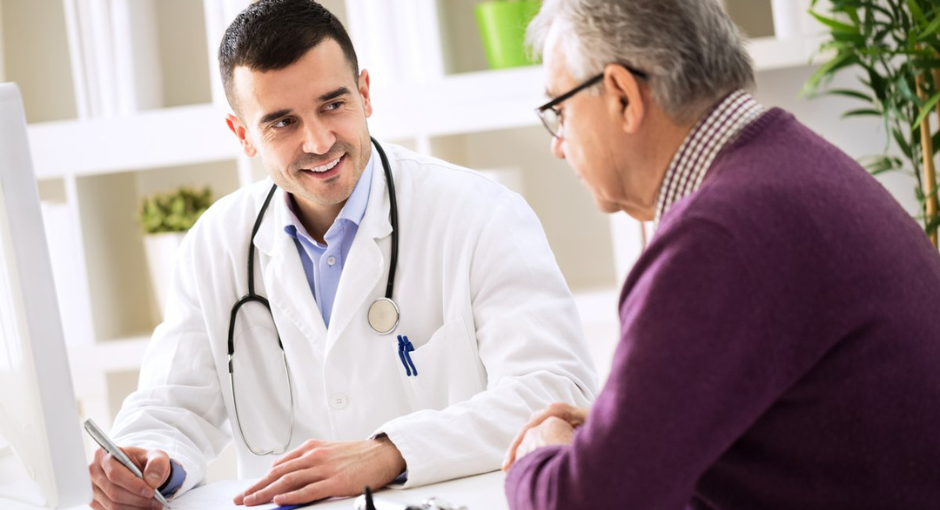 Man talking to his doctor