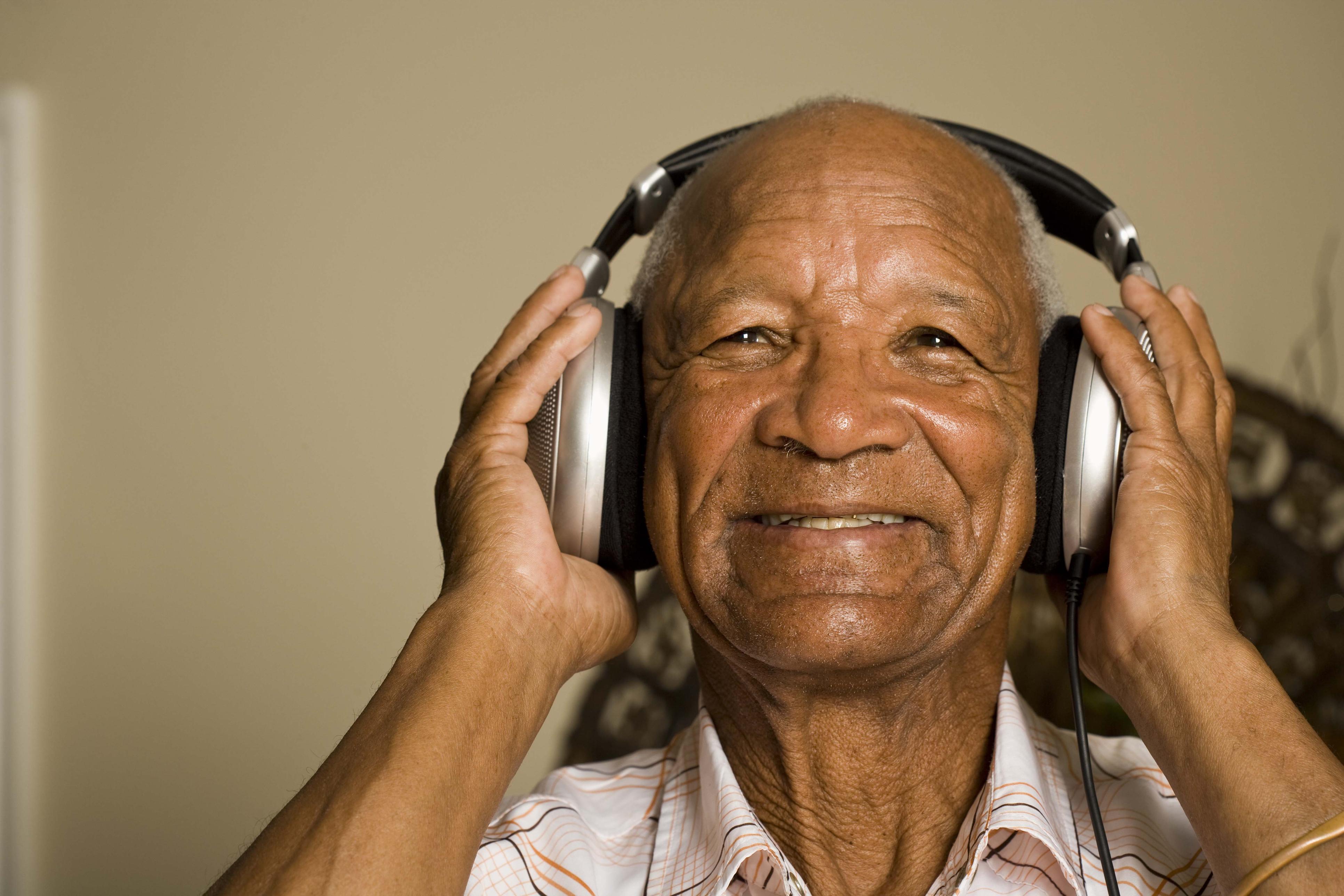 Man listening with headphones