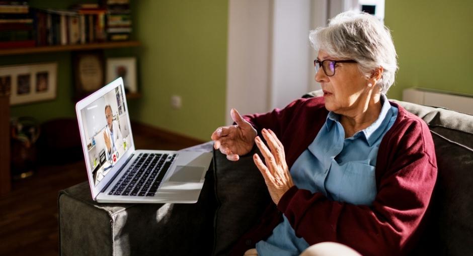 Person on laptop video call