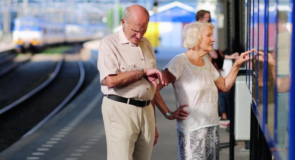 Couple at train station