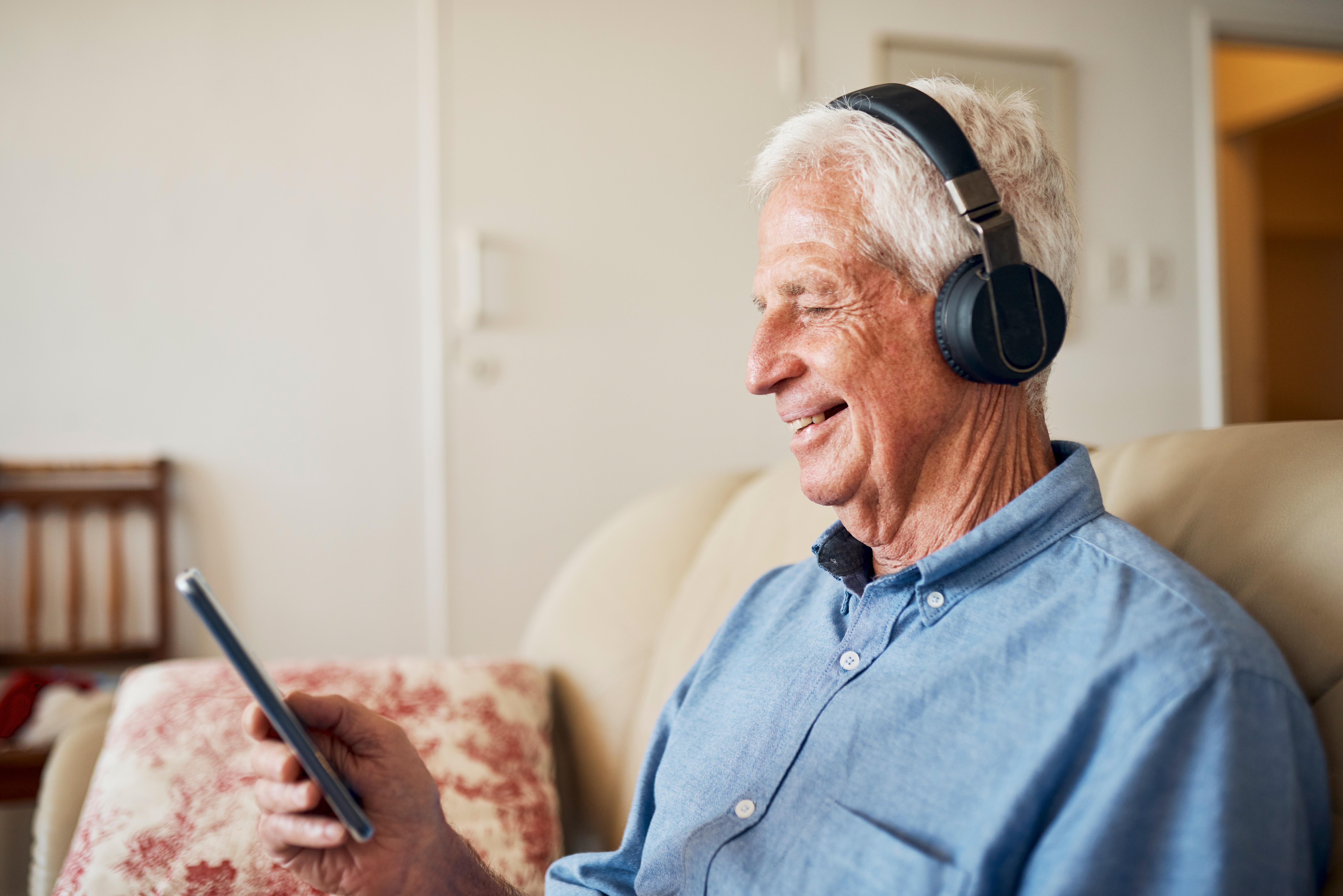 Man listening with headphones